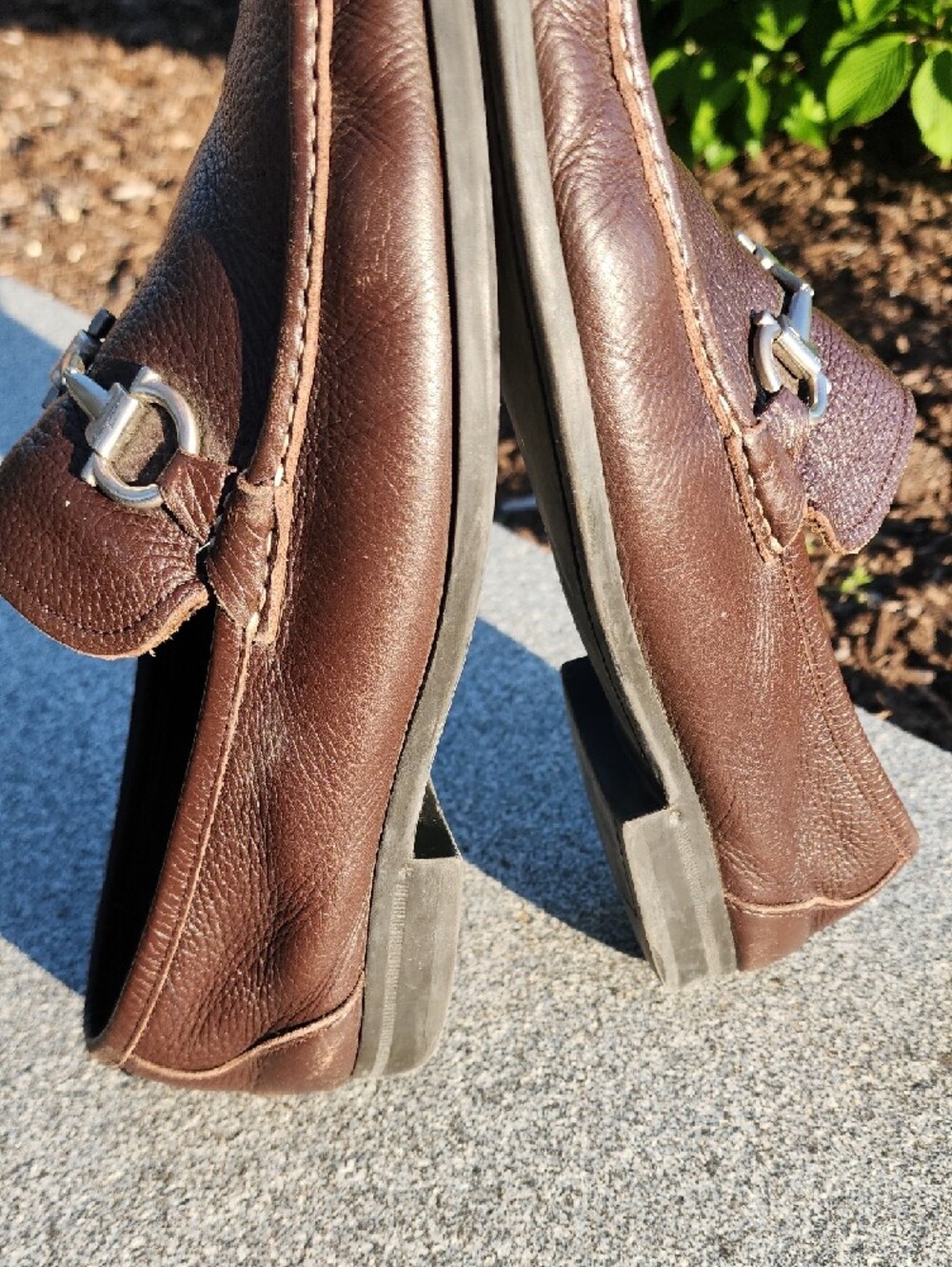 Salvatore Ferragamo Brown Leather Loafers Gancini Size 11 - Picture 13 of 16